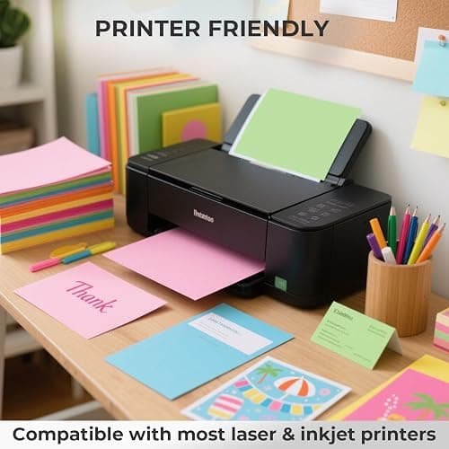 3 otters 200Sheets Construction Paper, Cardstock 8.27" x 11.7", 10 Assorted Colors Card Stock Printer Paper 65lb/180GSM, for Printing, DIY Crafts, Classroom Must Haves, Kids School Supplies, Party Dec thumbnail 5