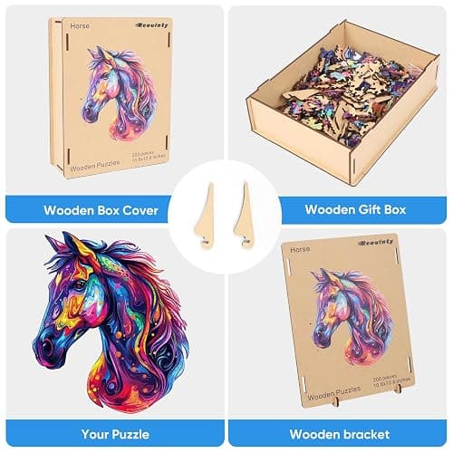 Reouinty Wooden Puzzles for Adults 500 Pieces, Cool Horse Wood Jigsaw Puzzles, Unique Shape Animal Adult Gifts, Irregular Wood Puzzles Gift for Family Game 15.8 x 18.3 in thumbnail 7