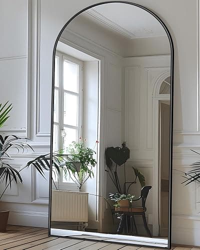 Antok Full Length Mirror, 71"x28" Floor Mirror with Stand, Hanging Mounted Mirrors for Bedroom, Living Room, Cloakroom, Dining Room, Black, Arched thumbnail 2