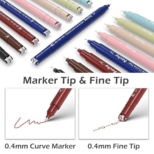 AECHY Colored Curve Highlighter Pens Set - 8 Different Shapes & 8 Colors Fine Tips for Writing, Journaling, Note Taking, Drawing, Scrapbook Art, School Supplies (Classic) thumbnail 3