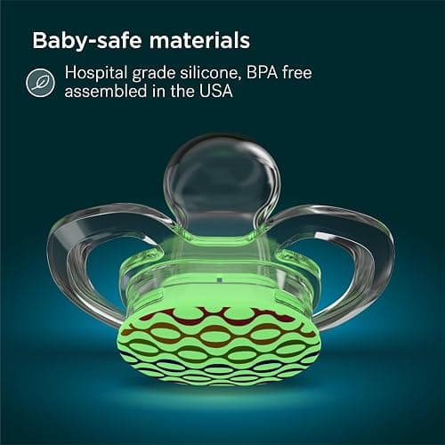 Smilo Baby Pacifier with Orthodontic Design for Healthy Dental Development - Stage 2 for Babies 3-9 Months - Pack of 3X 100% Silicone Pacifiers BPA Free - Glow-in-The-Dark thumbnail 7