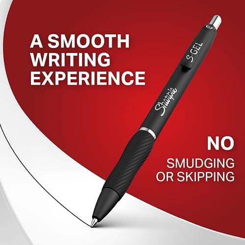 Sharpie S-Gel Gel Pens, Black Barrel, Medium Point (0.7mm), Black Gel Ink Pens, 12 Count - Home, Office, School, Journaling, Writing, Note-Taking, Teacher Supplies thumbnail 3