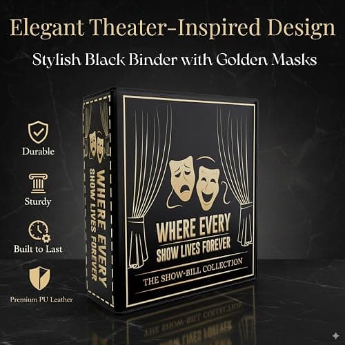 Broadway Playbill Binder with sleeves, Playbill Theater Holder & Showbill binder Organizer Album, Playbill Gifts for Women & Men, and Musical Theater Show Lovers, 25 protective sheets thumbnail 3