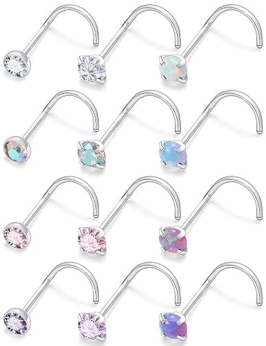 Uzgtvy 18G 20G 22G Opal Nose Rings Studs Surgical Steel Nose Nostril Piercing Jewelry for Women Men Opal CZ Size 1.5mm 2mm - Image 1