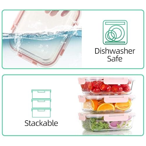 C CREST [10 Pack] Glass Meal Prep Containers, Food Storage Containers with Lids Airtight, Glass Lunch Boxes, Microwave, Oven, Freezer and Dishwasher Safe thumbnail 5