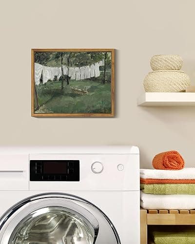 SHENIFY 8x10in Laundry Room Vintage Framed Canvas Wall Art Decor - Natural Framed thumbnail 4
