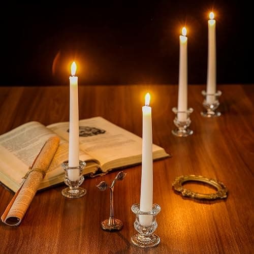 Glass Taper Candle Holders Set of 6 Clear Crystal Candle Holders for Candlesticks, Elegant Candlestick Holders for Table Centerpiece Wedding Party Christmas Thanksgiving Festival thumbnail 2