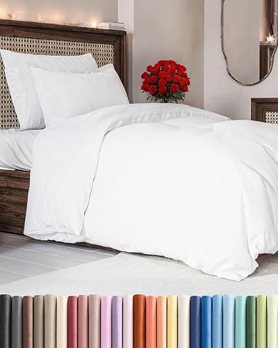 Duvet Cover Twin/Twin XL Size - Extra Soft Twin/Twin XL Size Duvet Cover - Lightweight & Breathable & Fade Free with Zipper Closures and Ties - 68" x 90" Inches - (White) Comforter Not Included - Image 1