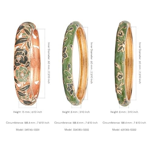 UJOY Womens Multi-Colors Cloisonne Bracelet Plated Flower Hollowed Enameled Hinged Cuff Bangles Jewelry Gift 88A10 thumbnail 3