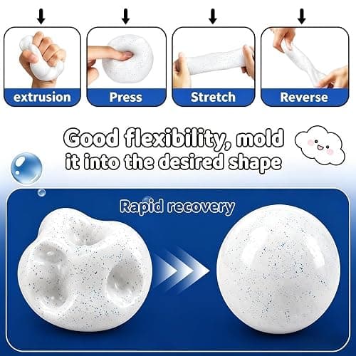 Snowball Squishy, Squishy Stress Ball, Snowball Crunch, Slow Rising Memory Foam Squishy Fidget Snow Ball, Adults Anxiety Stress Relief Toys thumbnail 3