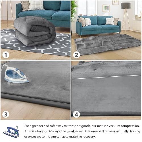 ILPEOD Baby Play Mat for Floor Tummy Time Nursery Rug Muscle Mat Area Rug Playroom Tatami 50 * 50" Memory Foam 1.3" Thick Crawling For Babies,Toddlers, Infants, Kids,Floor Mat(Grey) thumbnail 5