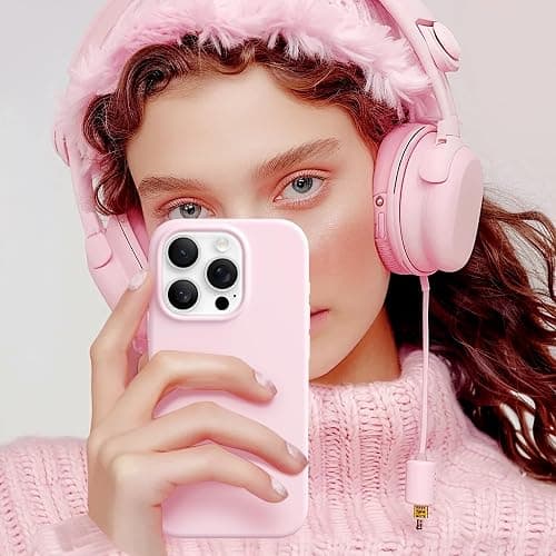 GolbinBox Magnetic for iPhone 16 Pro Max Case, Compatible with MagSafe, Screen Protector + Camera Lens Protector, Liquid Silicone Shockproof Protective Phone Case for iPhone 16 Pro Max, Chalk Pink thumbnail 9