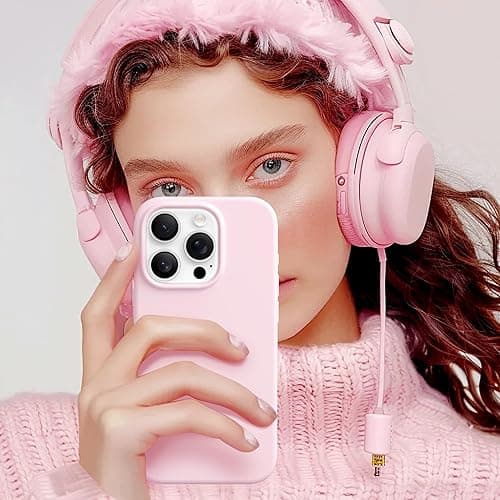 GolbinBox Magnetic for iPhone 16 Pro Case, Compatible with MagSafe, Screen Protector + Camera Lens Protector, Liquid Silicone Shockproof Protective Phone Case for iPhone 16 Pro 6.3", Chalk Pink thumbnail 10