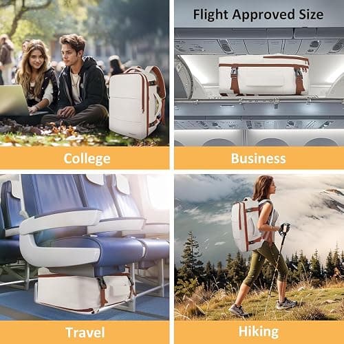 Taygeer Backpack for Women, College Backpack with Laptop Compartment & Shoe Pouch, 35l Travel Laptop Mochila Carry On Luggage, Airline Approved Personal Item Bag For Weekender Gym Hiking, Khaki White thumbnail 10