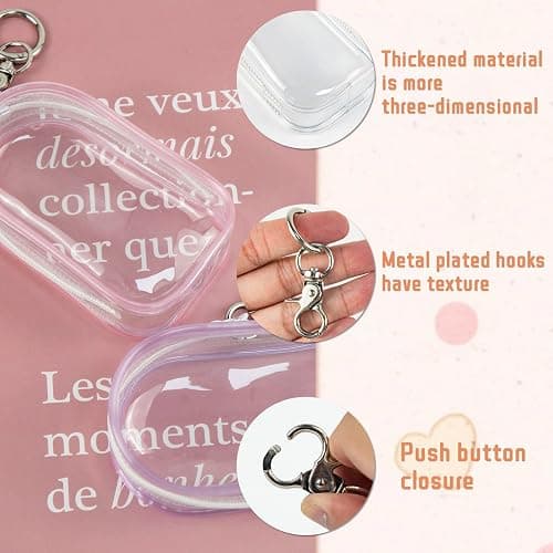 NEETUE 6PCS Clear Figure Display Bag, Zipper Clear Display Case | Mini Doll Pouch with Keychain Clear Zipper Case for Figures Collectibles thumbnail 4