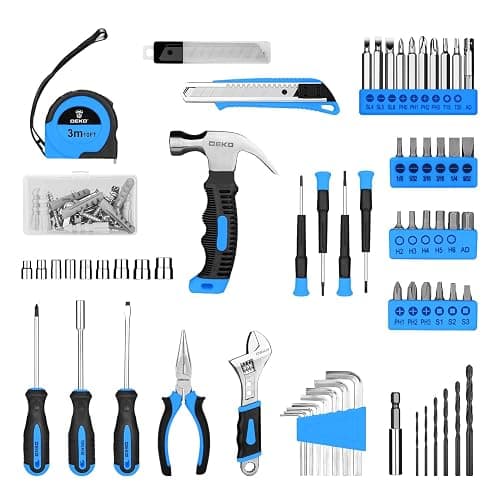 DEKOPRO Drill Set: Tool Set with 8V Blue Cordless Drill, Home Tool Kit with Drill, Hand Tool Kits for Women 126 Piece thumbnail 3