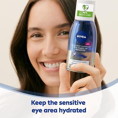 NIVEA Double Effect Waterproof Eye Make-Up Remover (125ml), Daily Use Face Cleanser for Make-Up and Mascara with Cornflower Extract and Biotin thumbnail 4