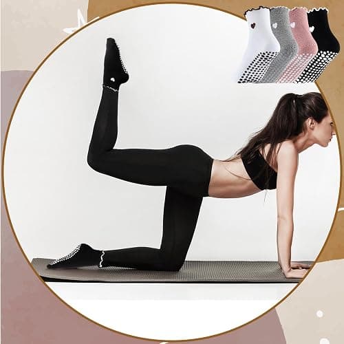 Skicuff Cute Pilates Socks with Grips for Women, Non Slip Ruffle Yoga Socks for Barre Ballet Barefoot Workout thumbnail 6