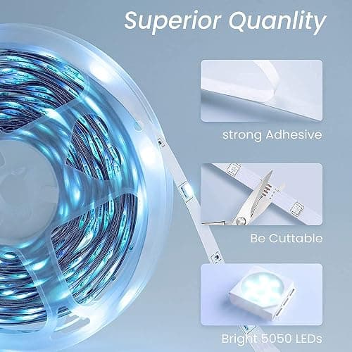 TJOY 100FT Smart Led Strip Lights for Bedroom Alexa Compatible Wireless RGB | Music Sync, RGB Color Changing Lights for Room Decor(APP+Remote+Voice control) thumbnail 6