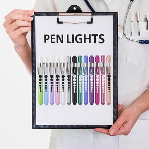 CAVN Pen Light with Pupil Gauge LED Penlight for Nurses Doctors, 2 Pcs Reusable Medical Penlight for Nursing Students (Rose Gold/White) thumbnail 6