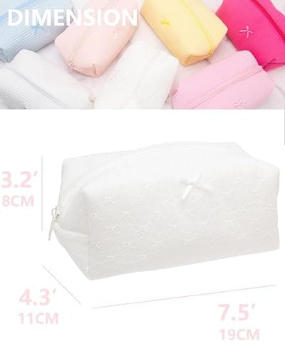 PAZIMIIK Cozy Makeup Bag Small Aesthetic Travel Zipper Cosmetic Pouch for Women Make Up Beauty Accessories Brushes,Embroidery Flower thumbnail 5