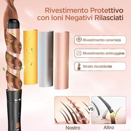 BESTOPE MIX Ferro Arricciacapelli 5 in 1- Set Ferro Arricciacapelli Rivestimento in Ceramica, Piastra Onde per Capelli 2 Température, Piastra per Onde con Ferri di Diverso Diametro, Calore Delicato thumbnail 4