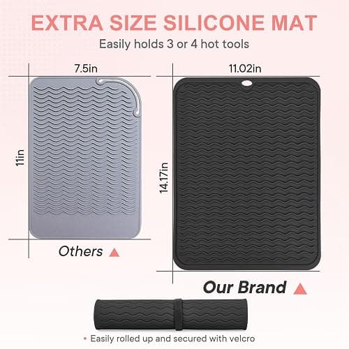 Suafrnut Oversize Silicone Heat Resistant Mat, Portable Travel Mat Cover with Velcro for Curling Irons, Flat Irons, Hair Straightener and Hot Hair Styling Tools(14.2" x 11") thumbnail 3