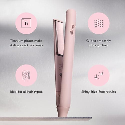 L'ANGE HAIR Straight Forward Titanium Flat Iron – 1” Floating Plates | Dual Voltage | 360° Swivel Cord | Auto Shut-Off | Safety Cool Tips | Ideal for Straightening, Curling, and Waving (Blush) thumbnail 2