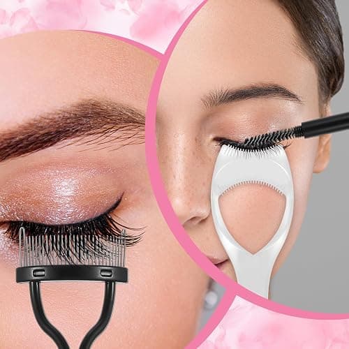 Elegaperma 4pcs Mascara Shield and Eyelash Separator Tool,Mascara Guard for Eyelashes and Comb,3 in 1 Reusable Mascaras Guard Applicator with Eyelash Comb for Natural Eye Makeup thumbnail 5