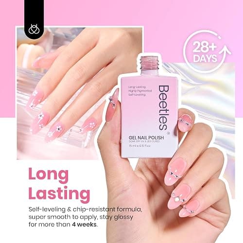 Beetles Nude Pink Gel Nail Polish Set, 6 Colors 15ML Light Pink Jelly Gel Nail Polish Kit Neutral Sheer Full Size Translucent Nail Concealer Soak Off UV Manicure Salon Colorful Bottle Gift for Women thumbnail 5