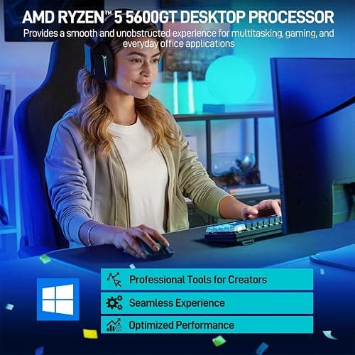 LXZ Desktop PC Computer Ryzen 5-5600GT 8 core 3.6GHz, 16G DDR4 RAM, 1TB NVME SSD, Tower Computer with Wi-Fi & 400W Power Supply for Working thumbnail 7