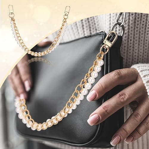 Sureio 5 Pcs Bag Extender Chain Pearl Purse Chain Ribbon Bow Keychain Extender Bag Strap Purse Charms Accessories for Handbag thumbnail 5
