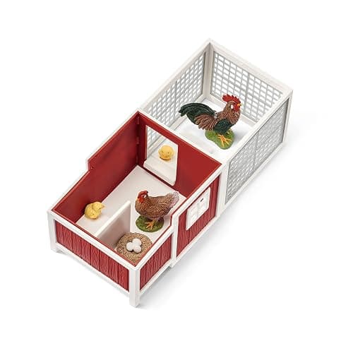 Schleich Farm World - 8PC Chicken Coop Farm Playset with Rooster, Hen and Chick Figures with Hen House - Farm Animal Figurines - Barnyard Fun for Kids Ages 3+ | 42421 thumbnail 6