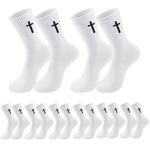 wotemlur 8 pair Christian cross socks prayer stockings suitable for husband, wife, family, birthday Christmas Easter gift - Image 1