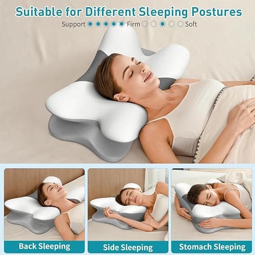 Cervical Neck Pillow for Pain Relief - Ergonomic Side Sleeper Pillow for Neck Support, Cooling Memory Foam Pillows for Sleeping, Contour Pillow Orthopedic Bed Pillow for Back Stomach Sleepers thumbnail 7