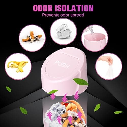 SGLRT Pink Mini Leakproof Vehicle Trash Bin with Lid - Garbage Can for Car Cup Holder - 20pcs Trash Bags - Car Organizers and Storage for Front Back Seat Accessories thumbnail 4