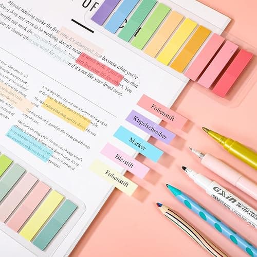 Yoosso 1000 Stück Haftstreifen, 5 Stile Sticky Notes Klebezettel | Klein Haftmarker Index Tabs Haftnotizen Pastell Pagemarker Selbstklebend für Büro Schule Seitenmarkierung (Mehrfarbig) thumbnail 6