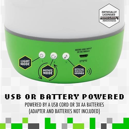 Paladone Minecraft Officially Licensed Creeper & Steve Projector Night Light, Gamer Projection Lamp Accessory, Minecraft Sounds, Gaming Bedroom Decor for Kids Mood Lighting with 4 Projector Sheets thumbnail 5