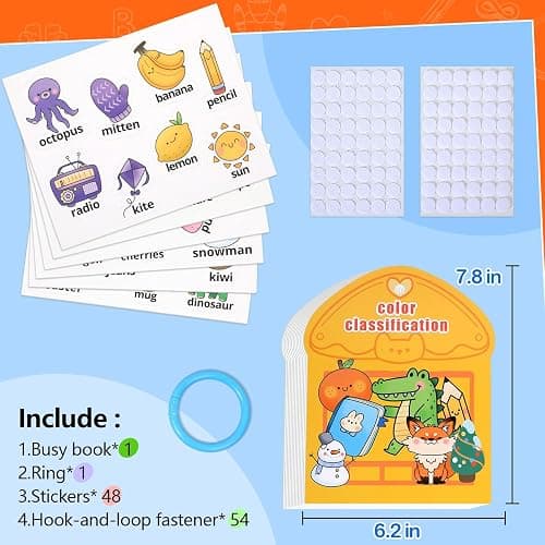 MUONE Montessori Busy Book Color Sorting Toys for Toddlers 2-4, Educational Preschool Learning Activities for Kids, Sensory Fine Motor Matching Games for 3 Year Old Boys Girls Gifts thumbnail 7
