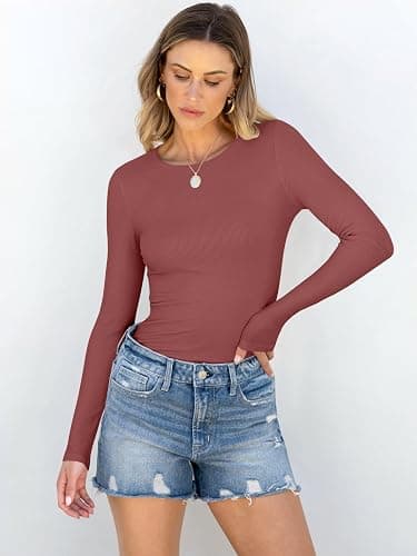 ANRABESS Women Long Sleeve Shirts Rib Knit Slim Fit Tops Basic Tee 2025 Fall Outfits Casual T-Shirt Underscrubs Layer Clothes thumbnail 2