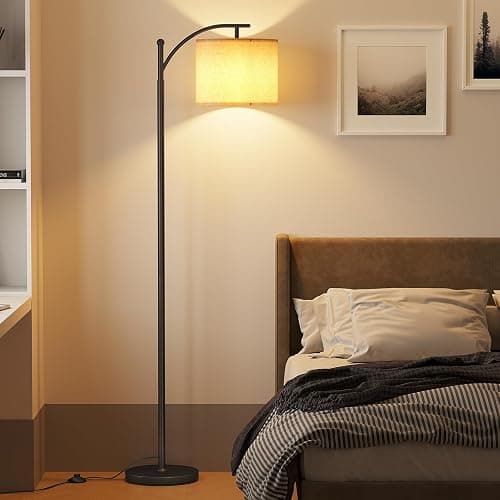 SUNMORY Arc Floor Lamp,Modern Floor Lamp with 9W 3 Color Temperatures Bulb,Metal Standing Lamps with Adjustable Hanging Lampshade,Tall Floor Lamps for Living Room,Bedroom,Office (Black) thumbnail 6