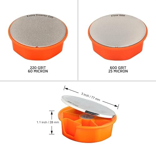 SHARPAL 216N Dual-Grit Diamond Sharpening Stone – Extra Coarse 220 / Fine 600 Grit Knife & Garden Tool Sharpener for Lawn Mower Blades, Axes, Hatchets, Machetes, Hedge Shears, Chisels & More thumbnail 2