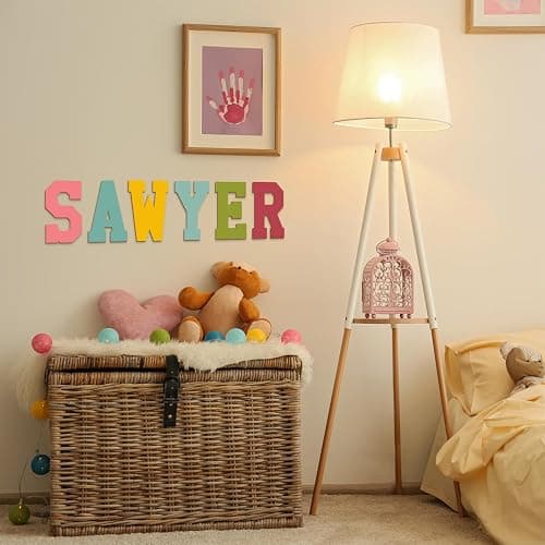 Wooden Letters 8 Inch, Big Wooden Letter M Shape Cutout Vintage Sports Style Unfinished Wood Alphabet Letters for Wall Decor Nursery Name Painting Crafts Party Room Home Decoration thumbnail 4