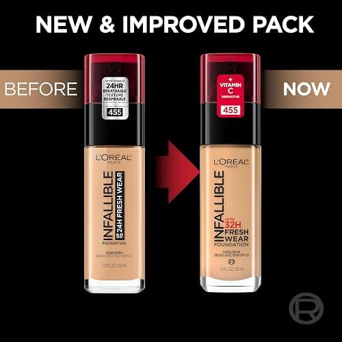 L'Oreal Paris Makeup Infallible Up to 32 Hour Fresh Wear Lightweight Foundation, 390 Rose Pearl, 1 Fl Oz, Packaging May Vary thumbnail 2
