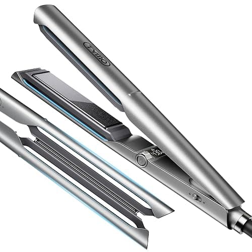 TYMO FLAIGHT Holo New-Gen Flat Iron Hair Straightener and Curler 2 in 1, 1" Long Ceramic Plates, 3X Smoother Glide, 2X Faster Styling with Less Damage, Ionic Straightener for Women, Metal Grey - Image 1