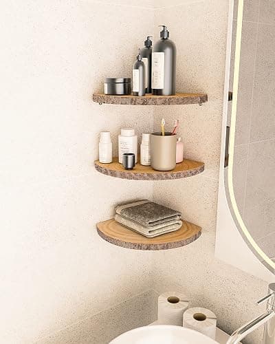 ShineZoom Corner Floating Shelves（3Pcs Wood Corner Shelf Rustic Corner Shelves Wall Corner Shelf for Decor/Storage/Kitchen/Bedroom/Office/Living Room thumbnail 6