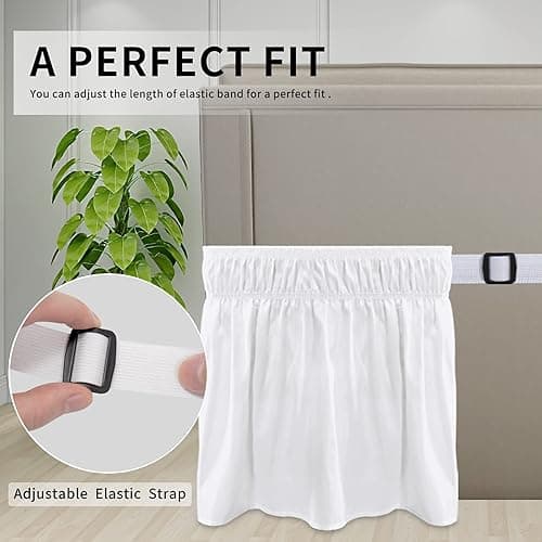 Easy-Going Bed Skirt for Twin or Full Size Bed, 18 Inch Tailored Drop, Fitted with Adjustable Elastic Belt, Convenient to Use Without Lift The Mattress (Twin/Full, White) - Twin/Full - 18" Drop - White thumbnail 3