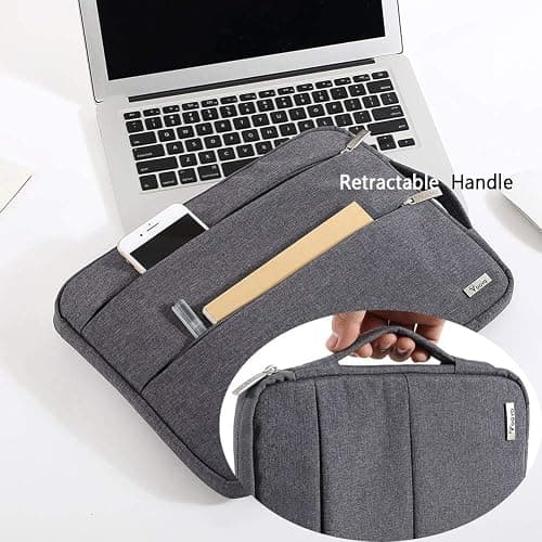 Voova Laptop Sleeve Carrying Case 14 15 Inch Compatible with MacBook Air 15 M2/M3/M4 2022-2025, MacBook Pro 15, Hp Chromebook 14, Waterproof Slim Computer Cover Bag,Grey thumbnail 3