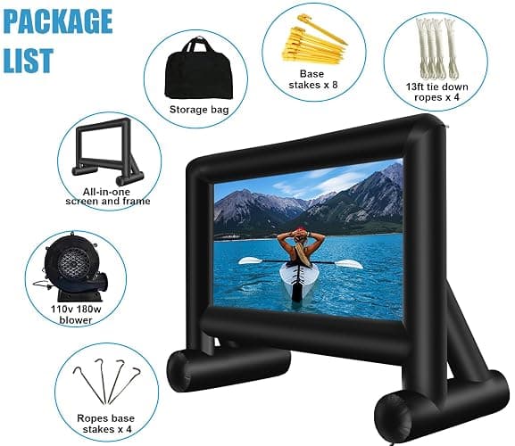AZXRHWYGS 14 Feet Indoor and Outdoor Inflatable Blow up Mega Movie Projector Screen with Carry Bag for Front and Rear Projection thumbnail 6