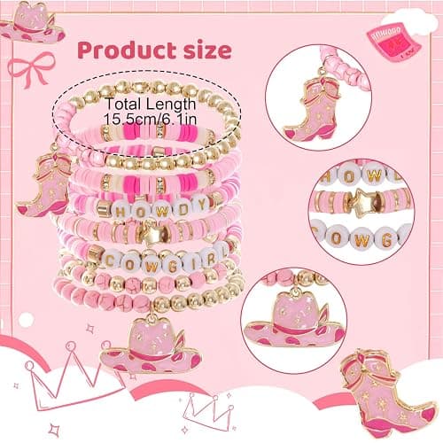 cnomg Western Cowgirl Bracelets Cowgirl Beaded Stretch Bracelets for Women Summer Beach Jewelry Accessories Christmas Birthday Gifts thumbnail 3